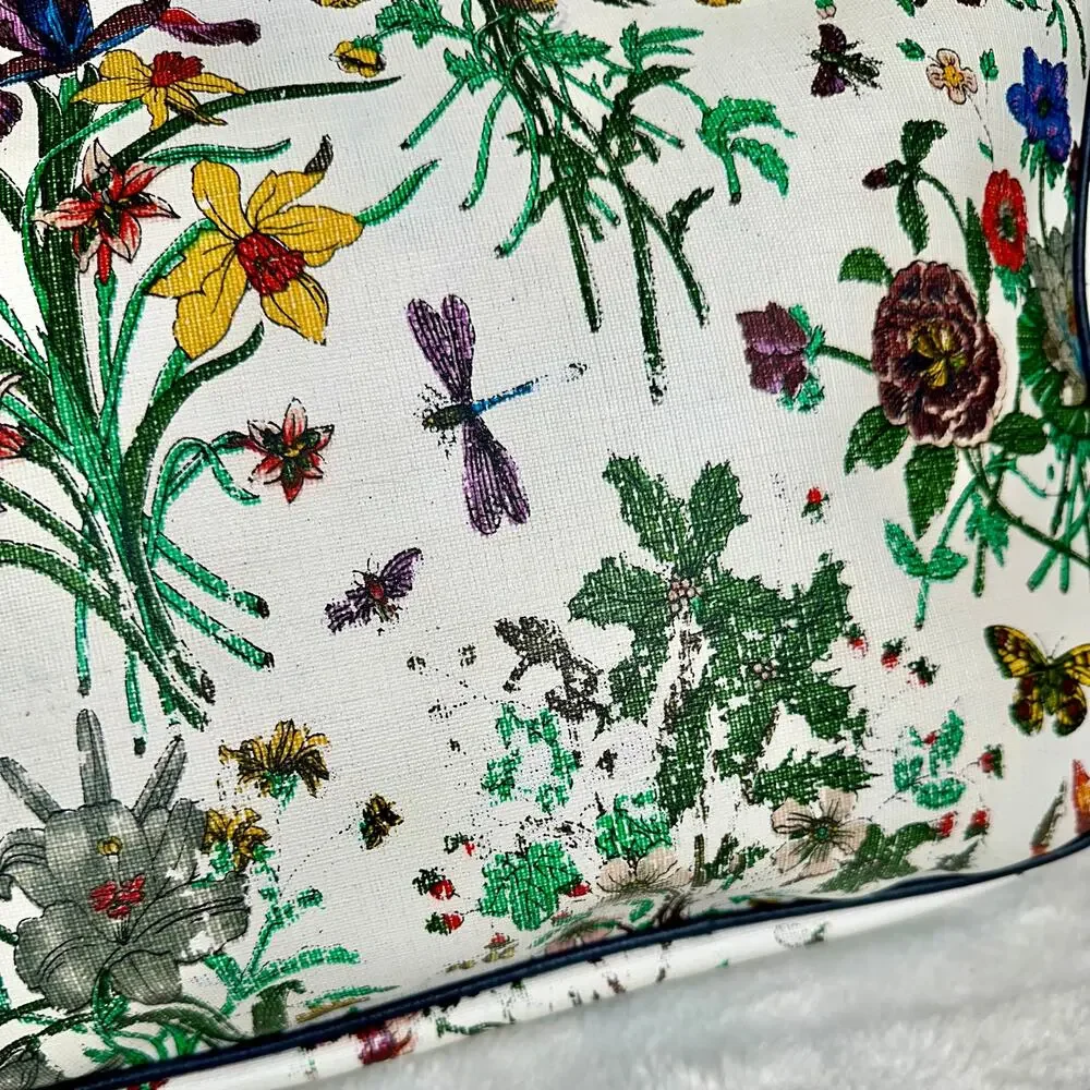 Gucci Flora GG Vintage Large Shoulder Bag tote Good USED with scarf RARE. GIFT! - Picture 7 of 16